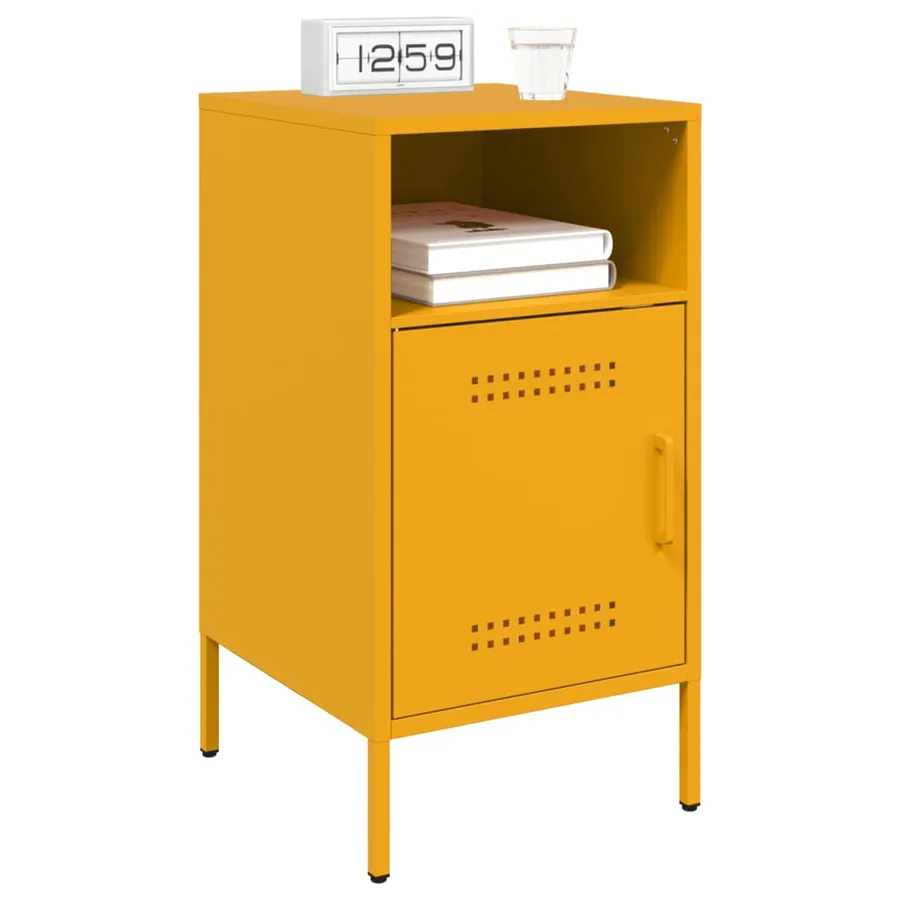 Tables de chevet 2 pcs jaune moutarde 36x39x68 cm acier - 3
