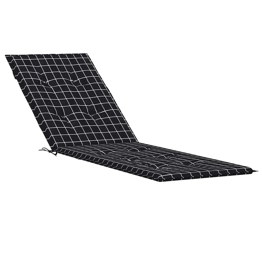 Coussin de chaise longue motif à carreaux noir tissu oxford - 2