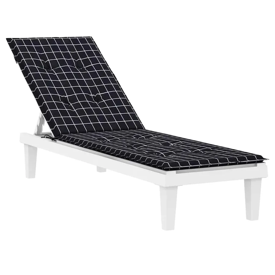Coussin de chaise longue motif à carreaux noir tissu oxford - 3