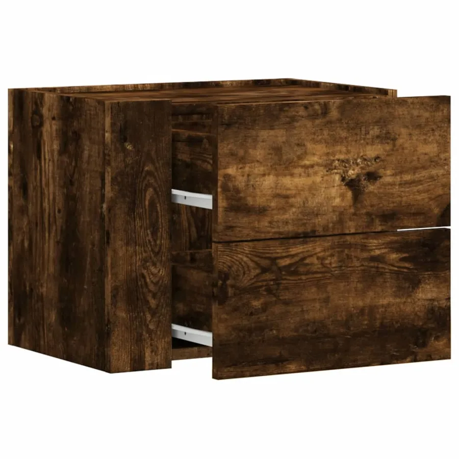 Table de chevet murale chêne fumé 45x30x35 cm - 7