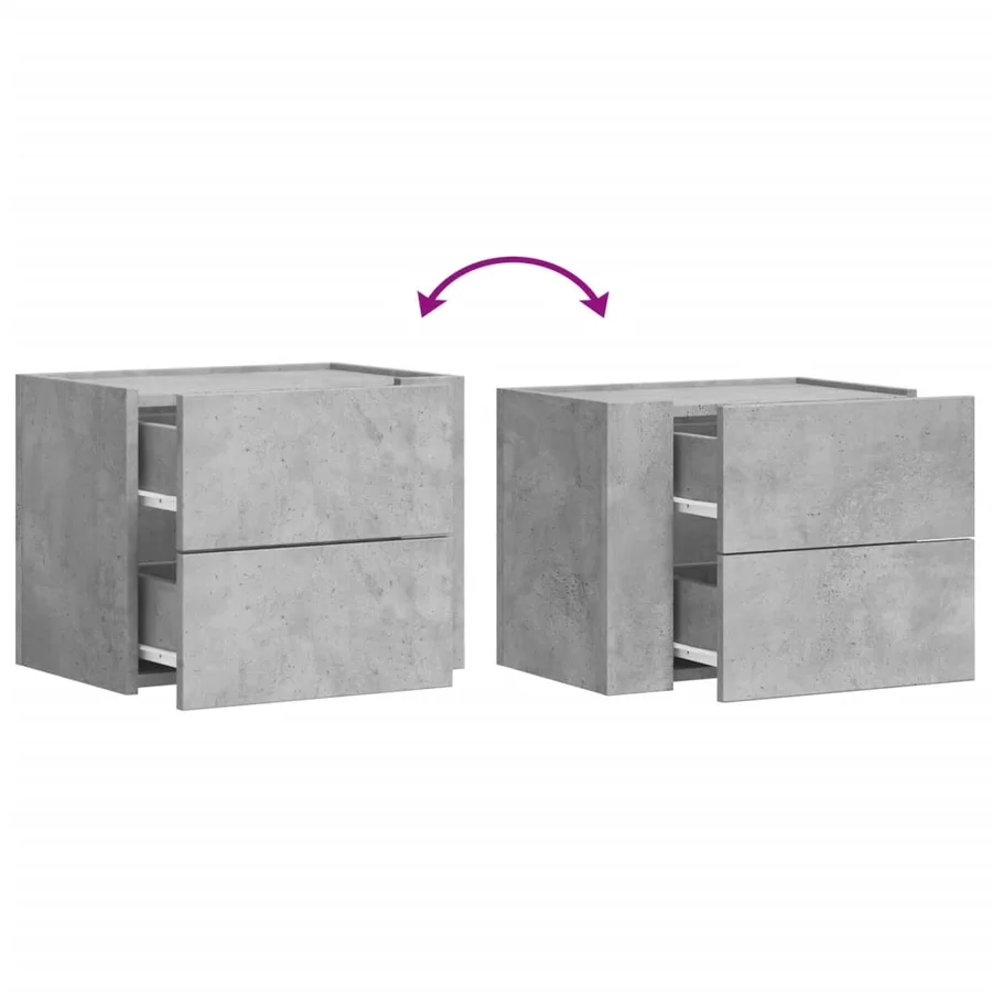 Table de chevet murale gris béton 45x30x35 cm - 8
