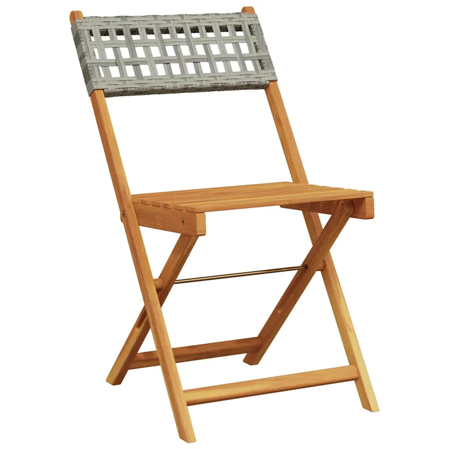 Ensemble de bistro 3 pcs gris résine tressée et bois massif - 3