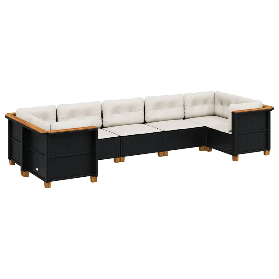 Salon de jardin 7 pcs avec coussins noir résine tressée 63,5 x 63,5 x 62 cm - 66,8 kg - 2
