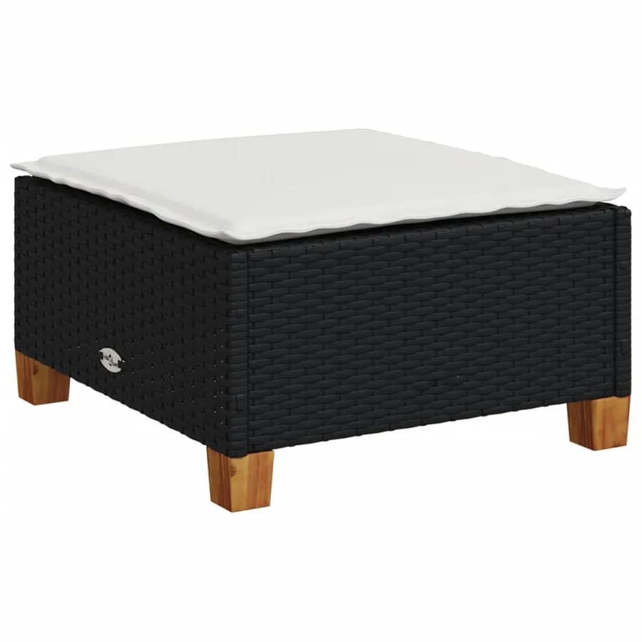 Salon de jardin 6 pcs avec coussins noir résine tressée - 3