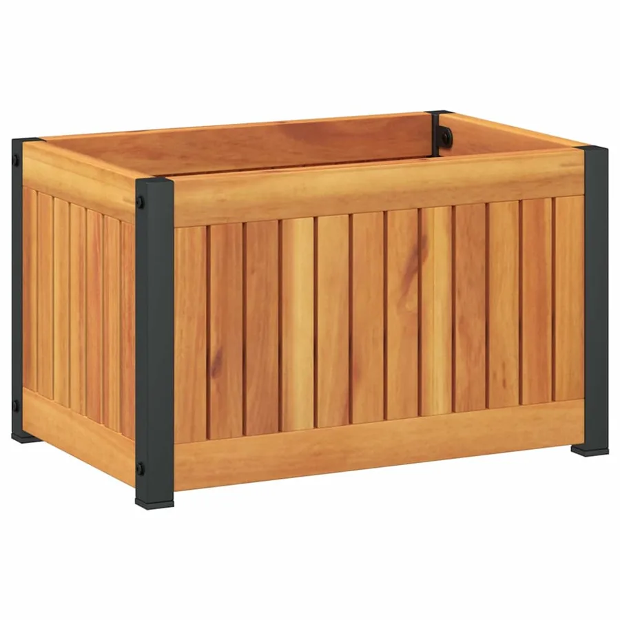 Jardinière 45x30x27,5 cm bois massif d'acacia et acier - 2