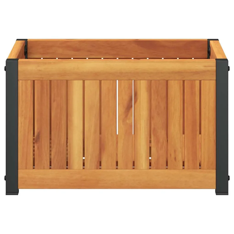 Jardinière 45x30x27,5 cm bois massif d'acacia et acier - 4