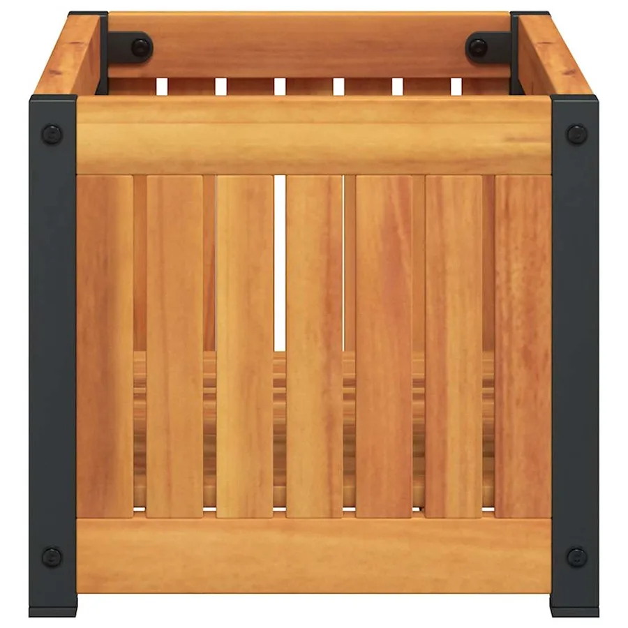 Jardinière 45x30x27,5 cm bois massif d'acacia et acier - 5