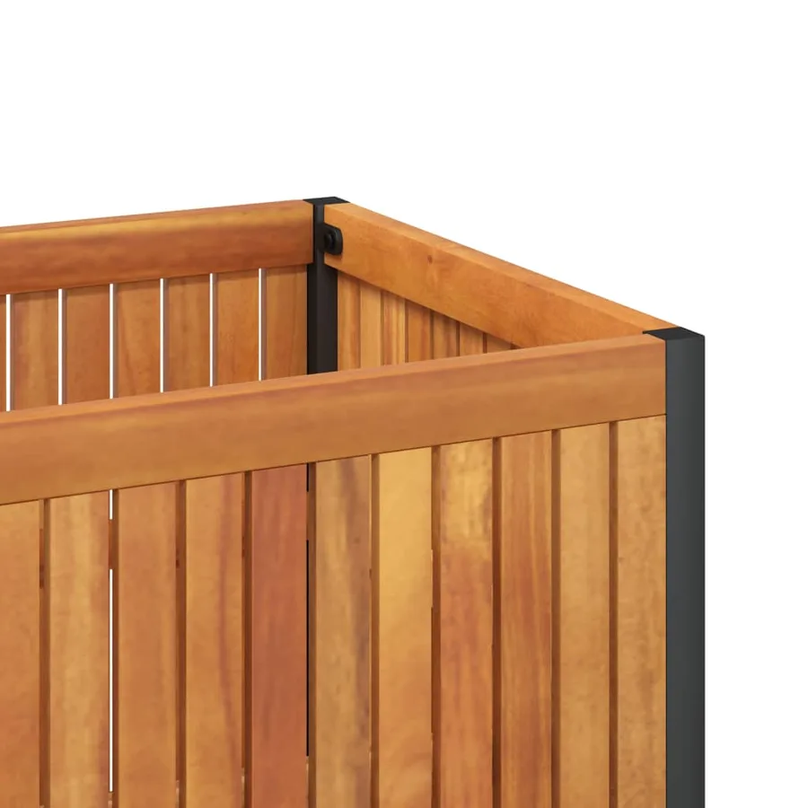 Jardinière 45x30x27,5 cm bois massif d'acacia et acier - 8