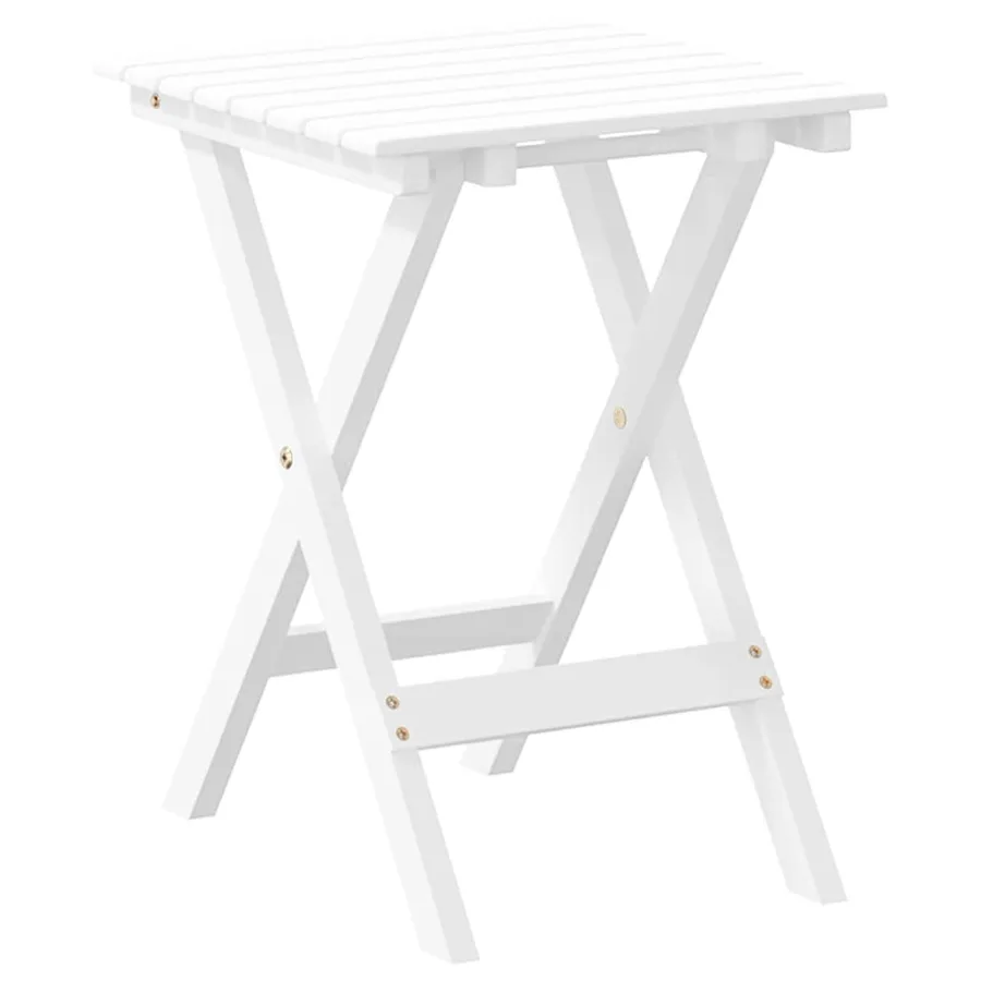 Table d’appoint pliable blanc bois de peuplier massif - 6