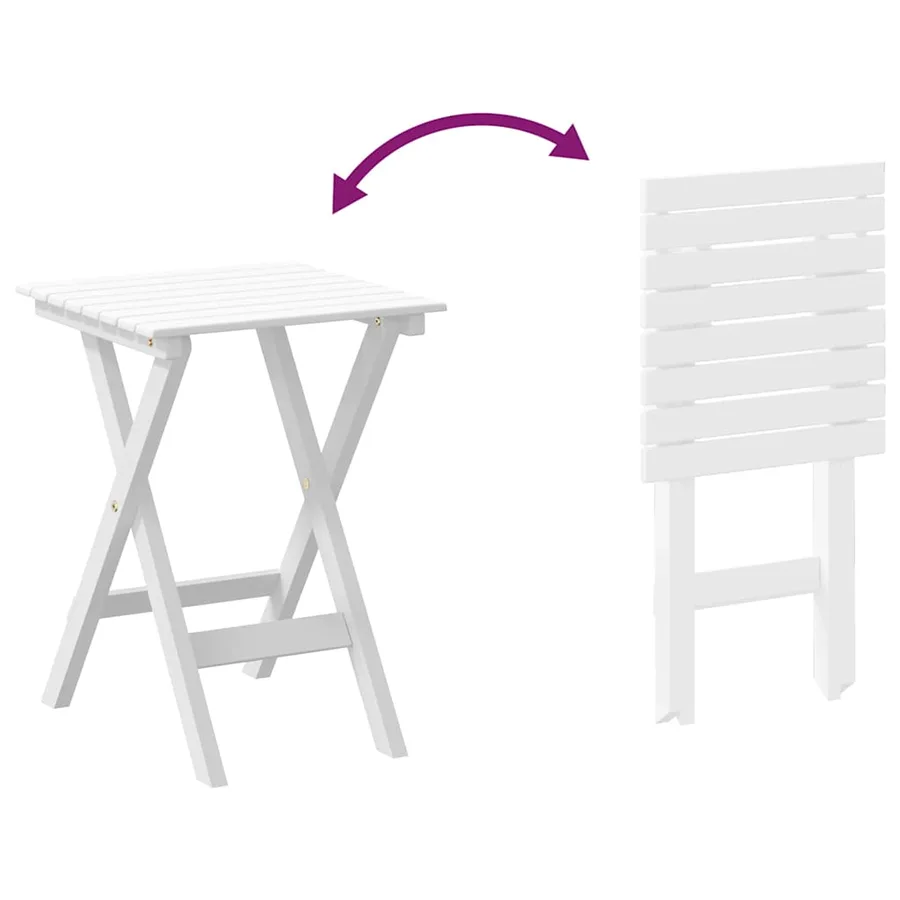 Table d’appoint pliable blanc bois de peuplier massif - 8