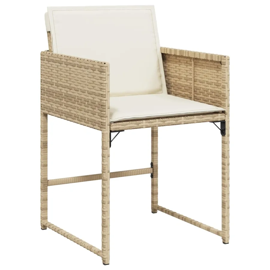 Ensemble à manger de jardin et coussins 7 pcs beige poly rotin - 5