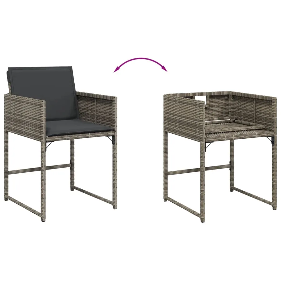 Ensemble à manger de jardin et coussins 7 pcs gris rotin - 8