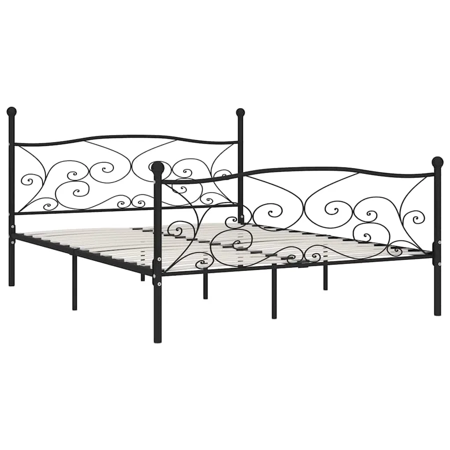 Cadre de lit sans matelas avec sommier à lattes métal 200x200cm - 2