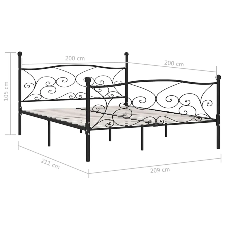 Cadre de lit sans matelas avec sommier à lattes métal 200x200cm - 5