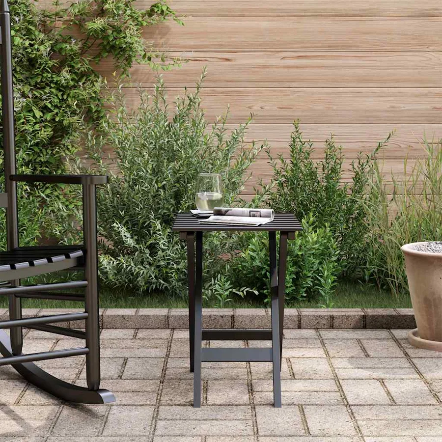 Table d’appoint pliable noir bois de peuplier massif - 3