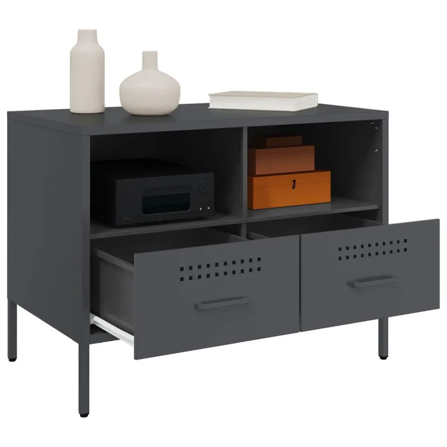 Meuble TV anthracite 68x39x50,5 cm acier - 5