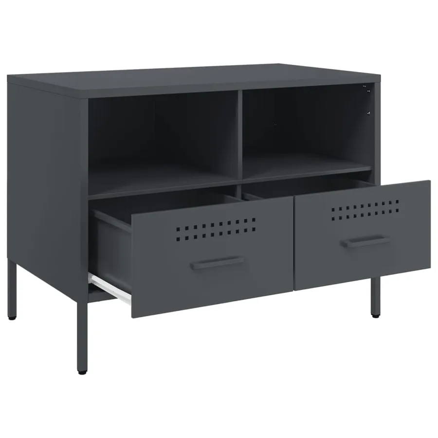 Meuble TV anthracite 68x39x50,5 cm acier - 9
