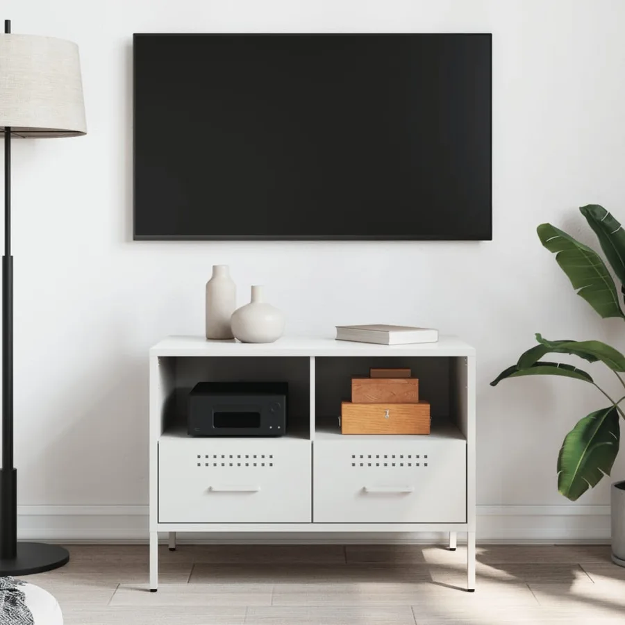 Meuble TV blanc 68x39x50,5 cm acier - 3