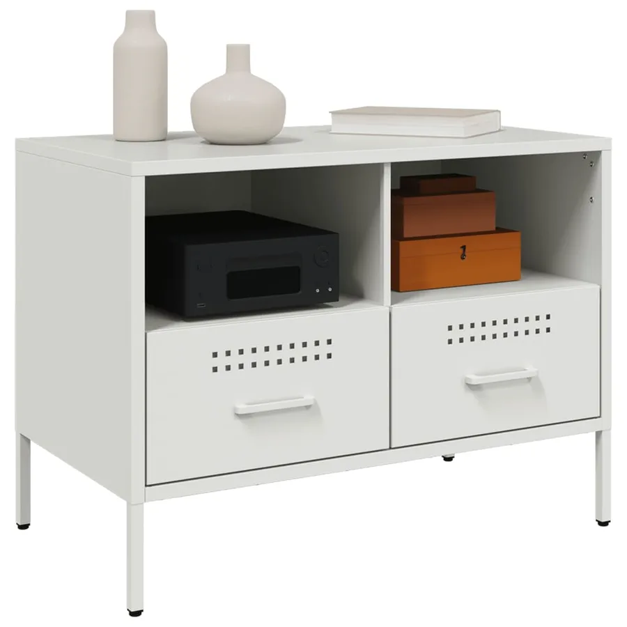 Meuble TV blanc 68x39x50,5 cm acier - 4
