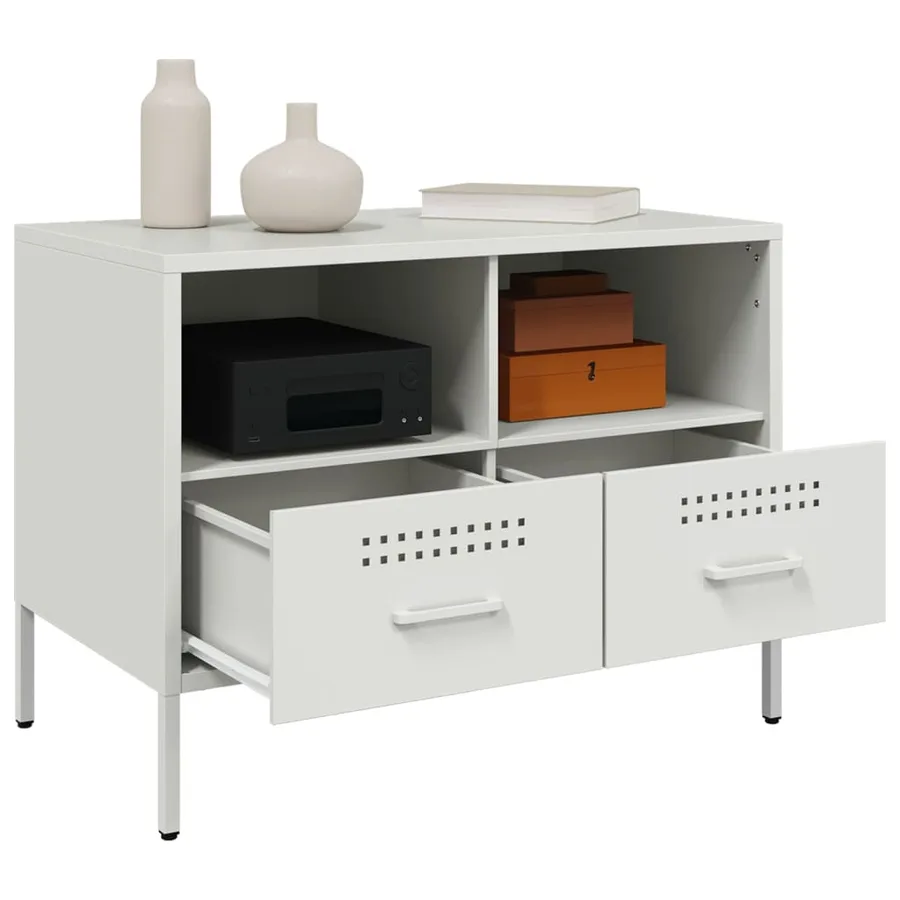 Meuble TV blanc 68x39x50,5 cm acier - 5