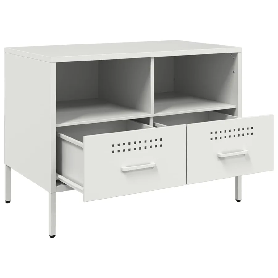 Meuble TV blanc 68x39x50,5 cm acier - 9