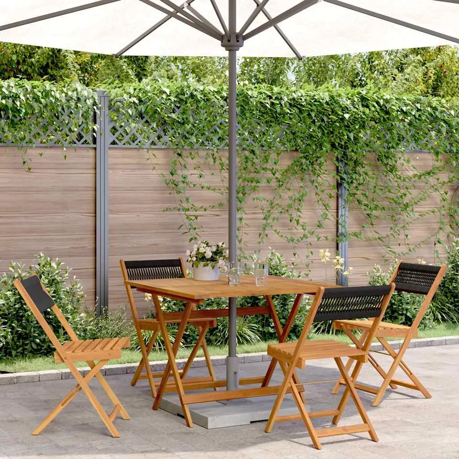 Ensemble à manger de jardin 5pcs noir polypropylène bois massif