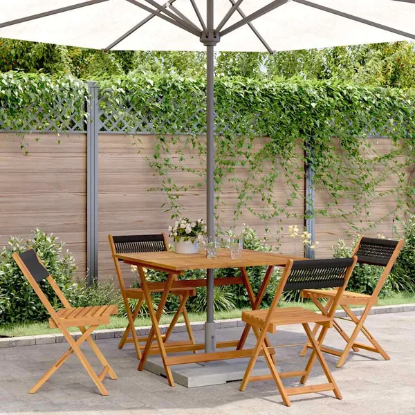 Ensemble à manger de jardin 5pcs noir polypropylène bois massif