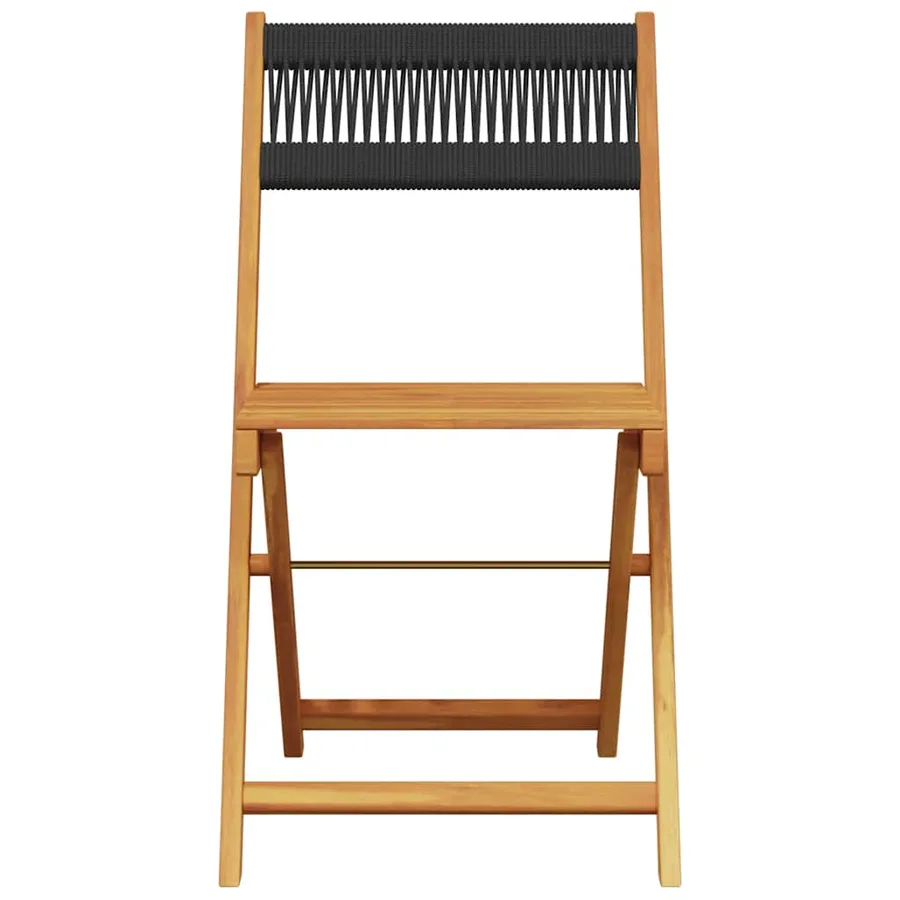 Ensemble à manger de jardin 5pcs noir polypropylène bois massif - 4