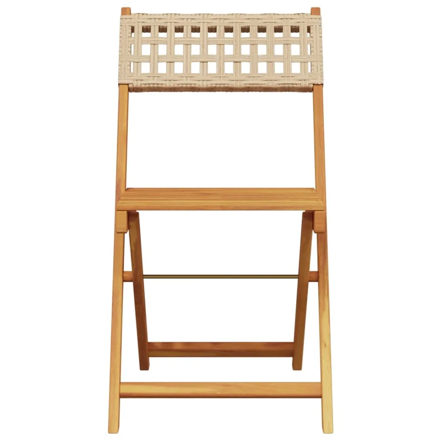 Ensemble de bistro 3 pcs beige résine tressée et bois massif - 3