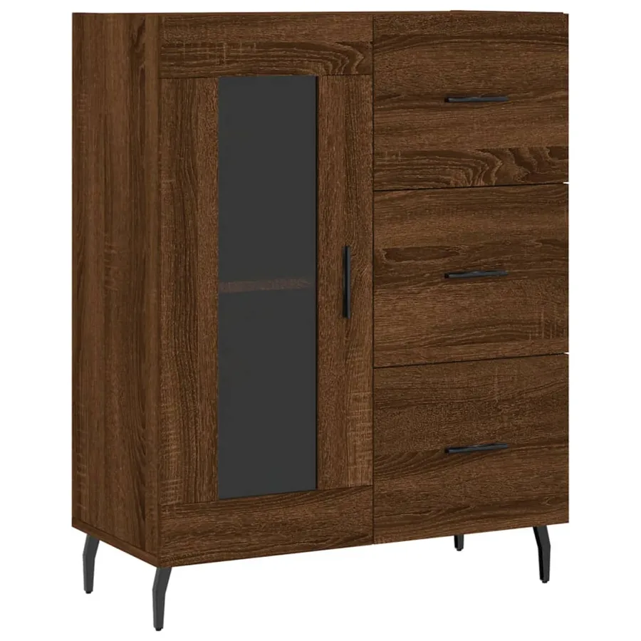 Buffet chêne marron 69,5x34x90 cm bois d'ingénierie - 2