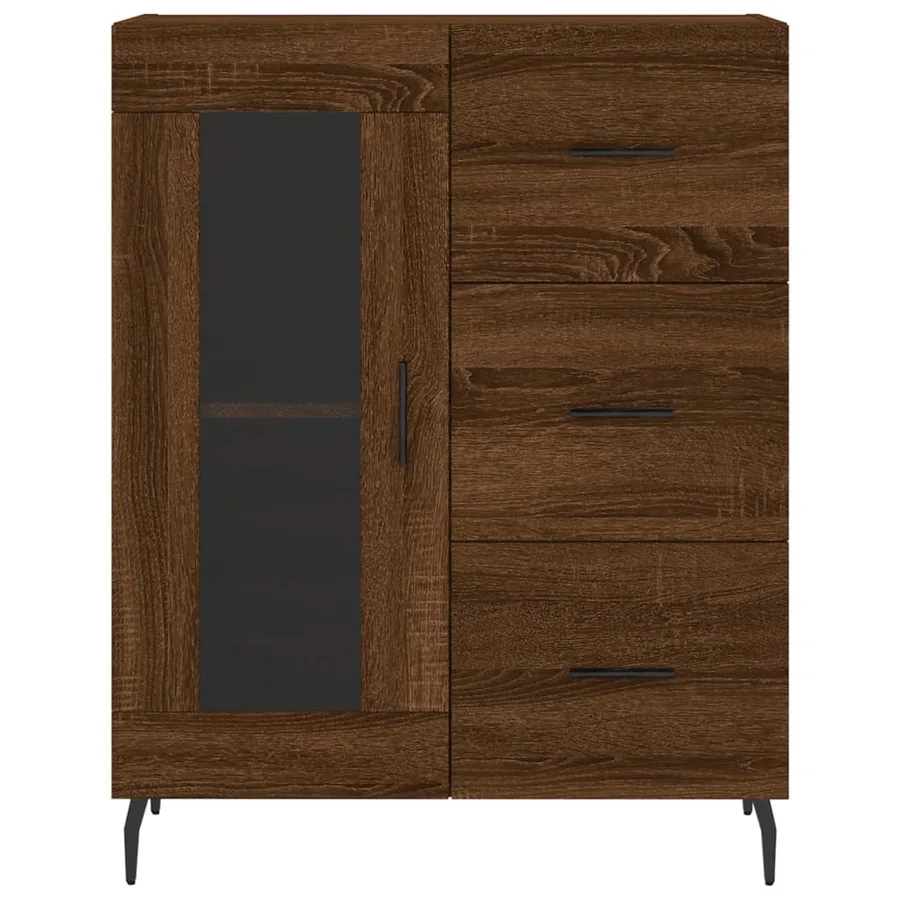 Buffet chêne marron 69,5x34x90 cm bois d'ingénierie - 5