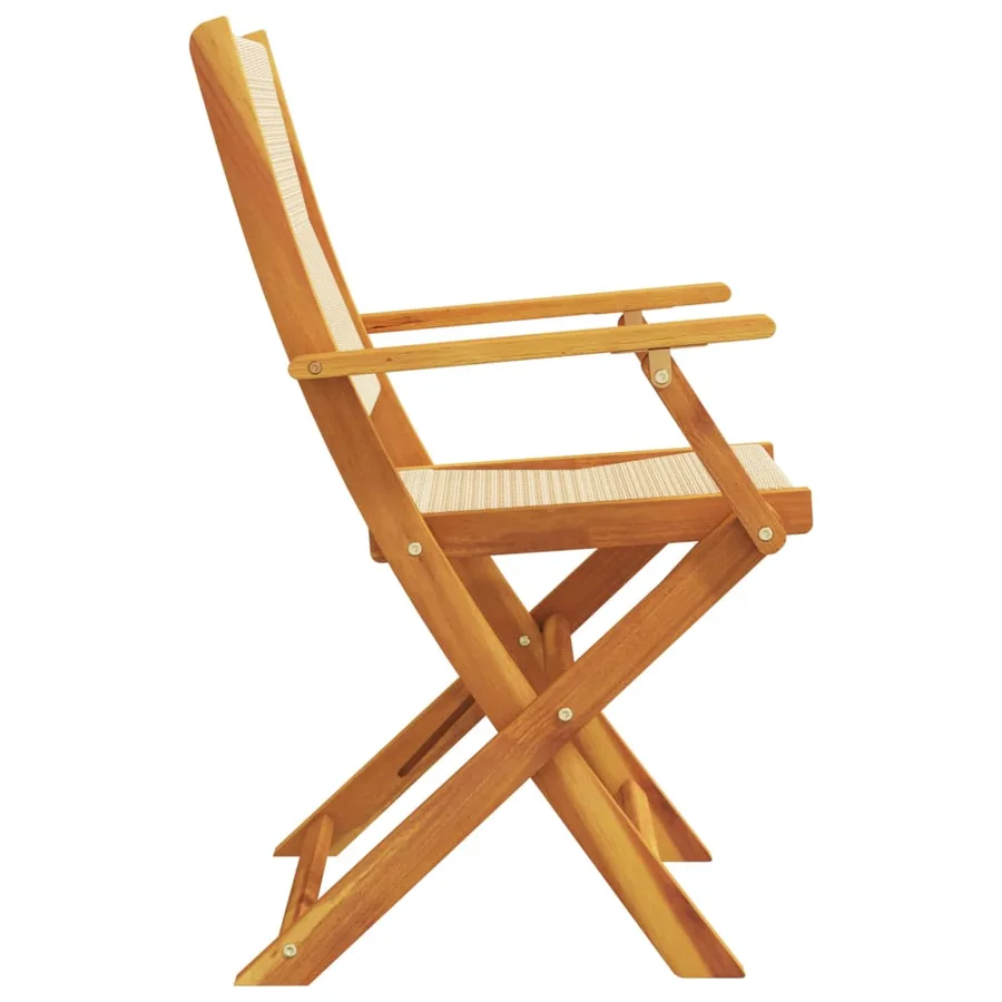 Chaises de jardin pliantes lot de 6 beige bois d'acacia massif - 5