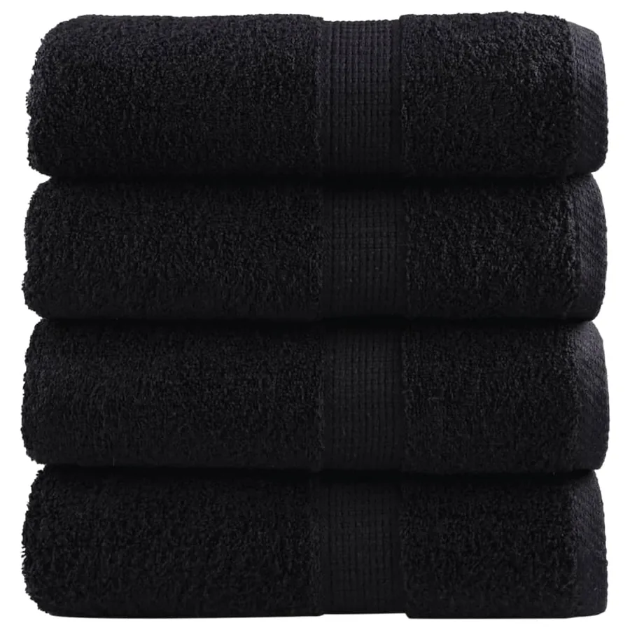 Serviettes de toilette Premium SOLUND 4 pièces Noir 30 x 30 cm 600 g/m²