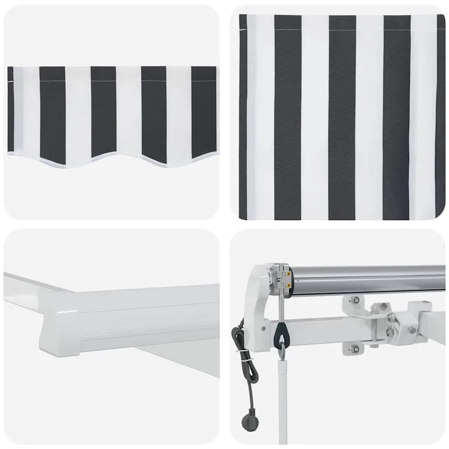 Auvent rétractable automatique anthracite et blanc 500x300 cm - 10