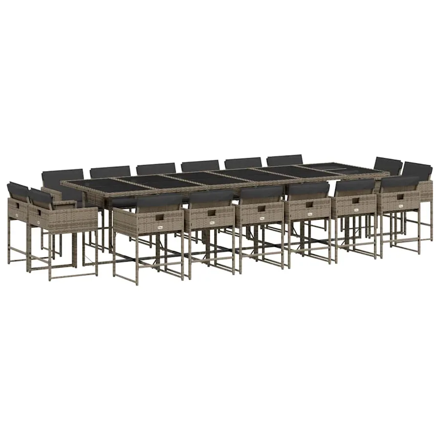 Ensemble à manger de jardin 17 pcs et coussins résine tressée - 2
