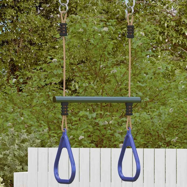 Barre de trapèze et anneaux de gymnastique d'enfants acier