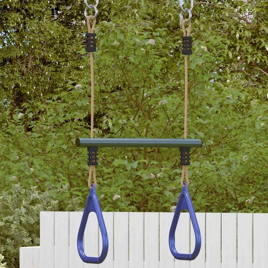Barre de trapèze et anneaux de gymnastique d'enfants acier