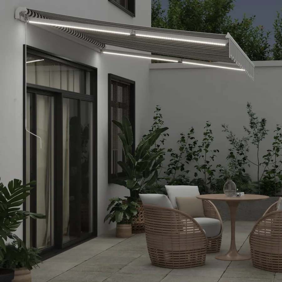 Auvent manuel rétractable avec LED anthracite blanc 350x250 cm - 3