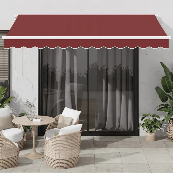 Auvent manuel rétractable avec LED bordeaux 350x250 cm
