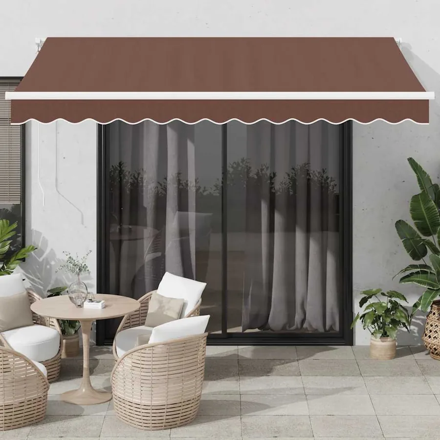 Auvent manuel rétractable avec LED marron 350x250 cm