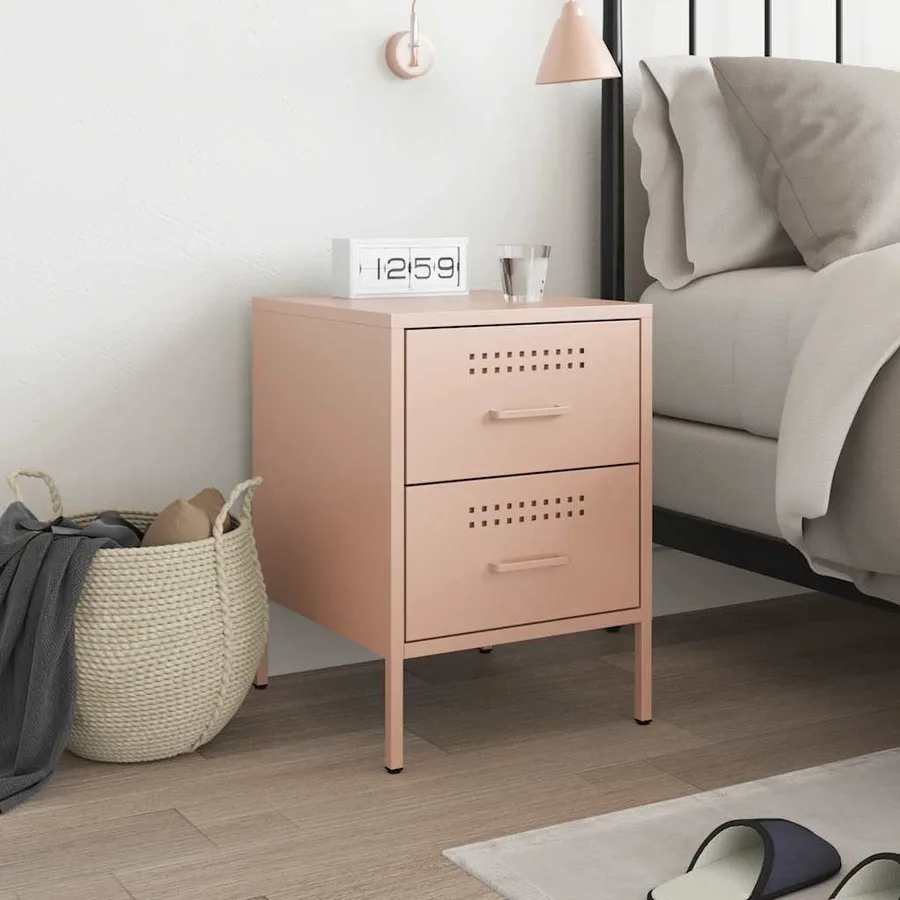 Table de chevet rose 36x39x50,5 cm acier - 3