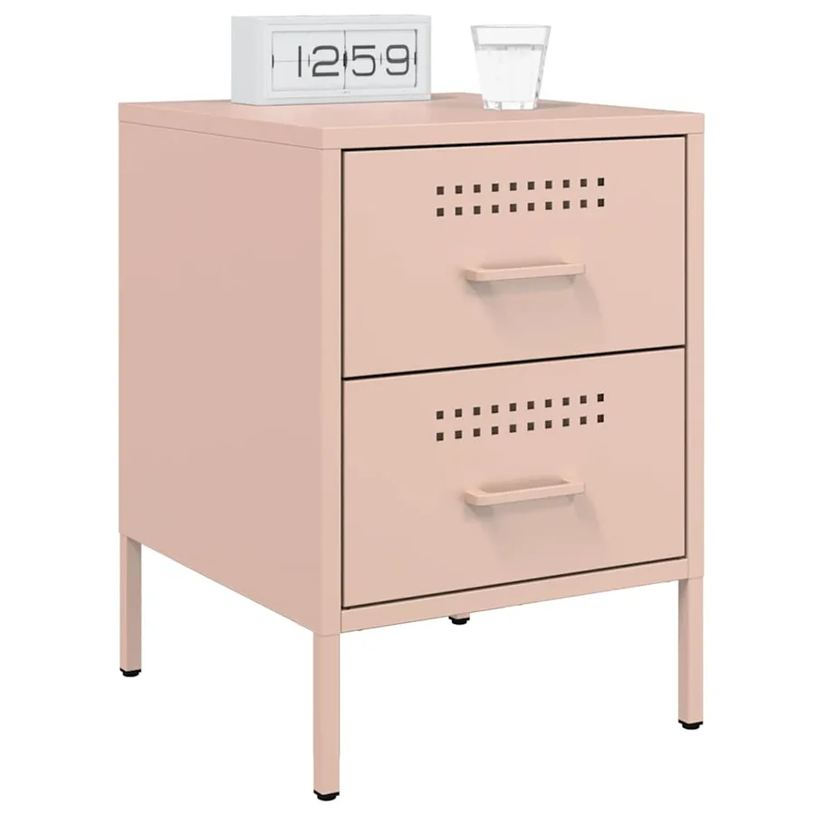 Table de chevet rose 36x39x50,5 cm acier - 4