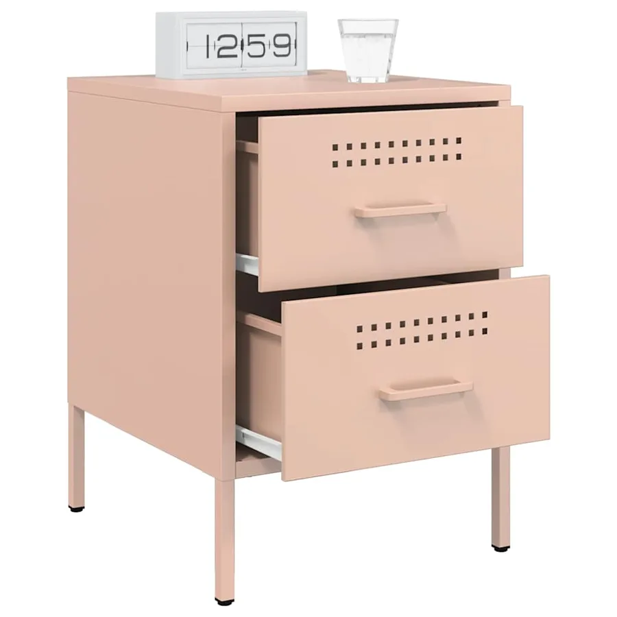 Table de chevet rose 36x39x50,5 cm acier - 5