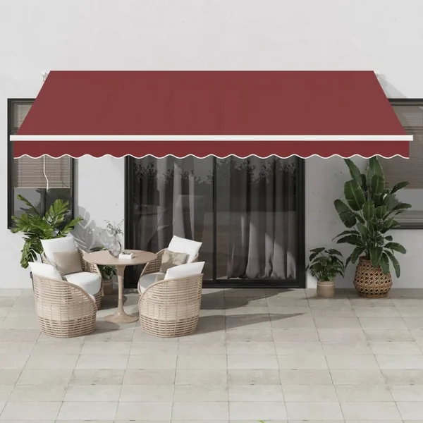 Auvent manuel rétractable avec LED bordeaux 450x350 cm