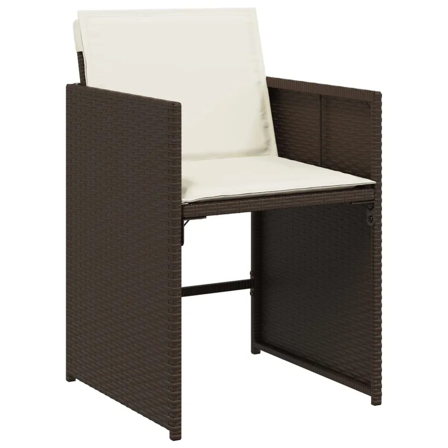 Ensemble à manger de jardin et coussins 9 pcs marron poly rotin - 5