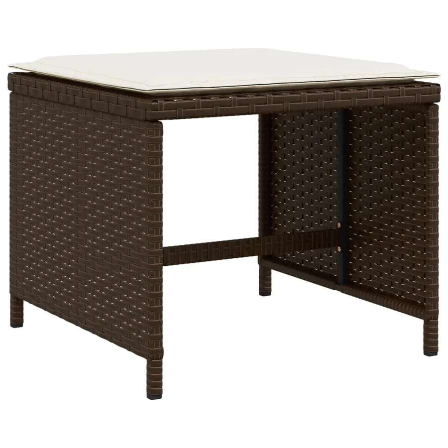 Ensemble à manger de jardin et coussins 9 pcs marron poly rotin - 6