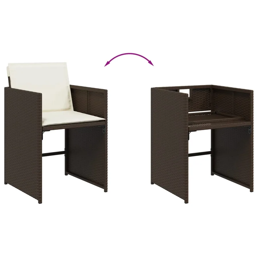 Ensemble à manger de jardin et coussins 9 pcs marron poly rotin - 7