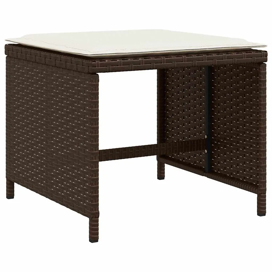 Ensemble à manger de jardin et coussins 11 pcs marron rotin - 5