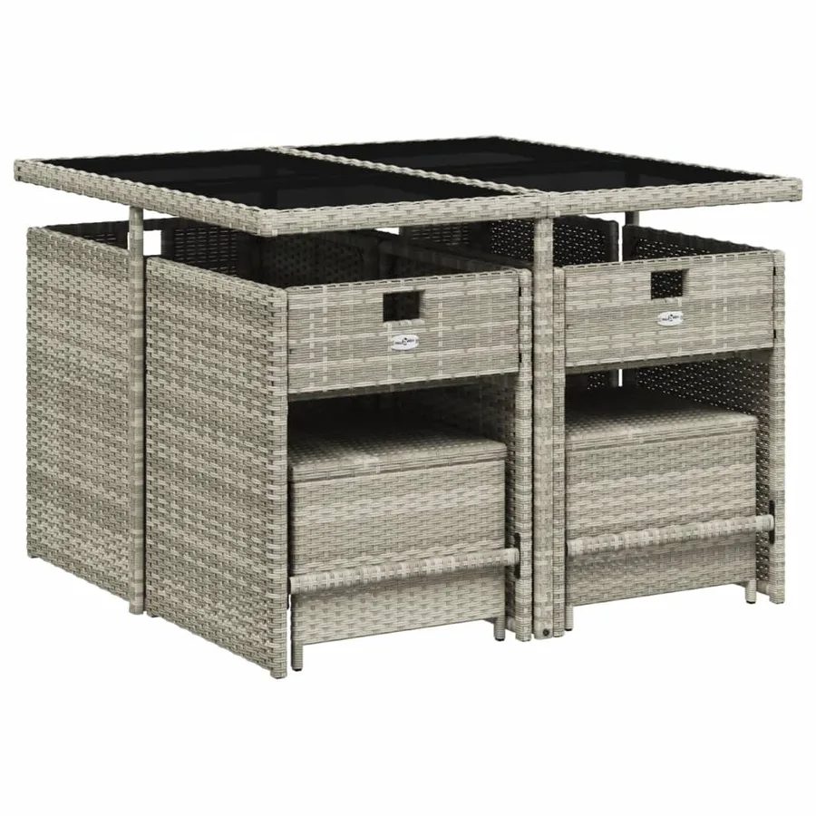 Ensemble à manger de jardin et coussins 9 pcs gris clair rotin - 3