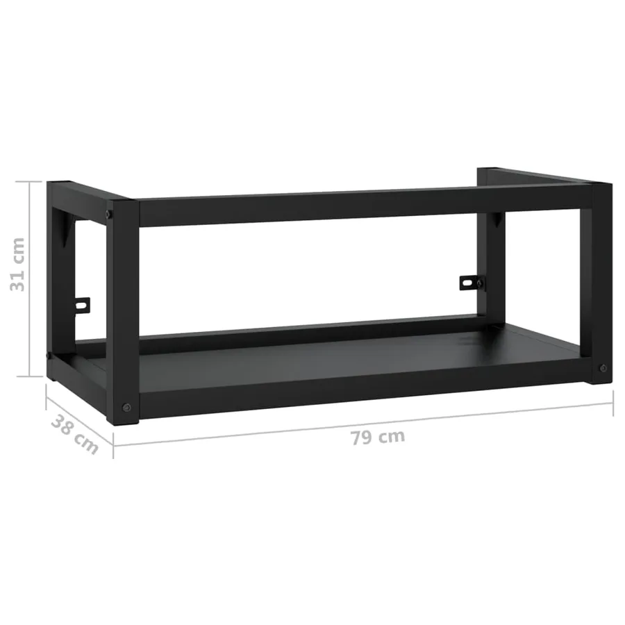 Cadre de lavabo de salle de bain mural Noir 79x38x31 cm Fer - 7
